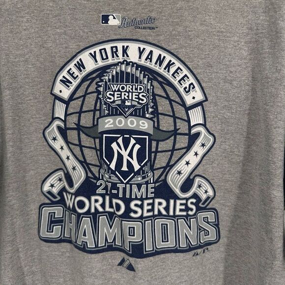 Majestic 2009 New York Yankees 27-Time World Series Champion T-Shirt Gray 2XL - Picture 2 of 8